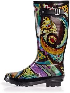 NORTY - Womens Hurricane Wellie Gloss Hi-Calf Monet Printed Rain Boot, Multi 39211-9B(M) US