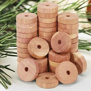 Vinsani - Confezione da 45 anelli in legno di cedro naturale al 100% repellente per tarme per vestiti, armadietti, cassetti, scarpiere, interni auto e deodorante per cucina