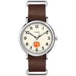 Timex Tribute Men's Collegiate Weekender 40mm Quartz Leather Strap, Clemson Tigers