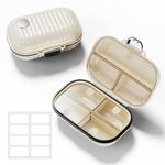 Lechchy Travel Pill Organizer with Labels, 7 Compartments Portable Pill Box, Small Pill Case for Pocket Purse, Daily Vitamin Supplement Pill Container with Medicine Tracker Travel Essentials 1 Pack