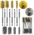 Attoshow 8 Pcs Bore Brush Set - 304 Stainless Steel & Brass Drill Wire Bore Cleaning Brushes with 1/4" Hex Shank for Power Drills Ports Tubes Bearings Cleaning Parts, 3/8'' 1/2'' 3/4'' 7/8''