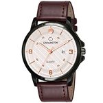 Carlington Analog Men's Wrist Watch with Leather Strap - CT 1050 BrownSilver