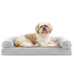 Furhaven Pet Bed for Dogs and Cats - Plush and Suede Sofa-Style Egg Crate Orthopedic Dog Bed, Removable Machine Washable Cover - Gray, Medium