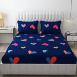 FRESH FROM LOOM Soft Glace Cotton Fitted Bedsheet King Size Bed with Two Pillow Cover | Elastic Fitted Bed Sheets | Bed Covers for Mattresses Tuck in (Size - 72 x 78 Inches | Royal Blue)