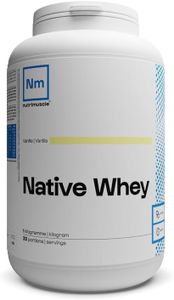 Nutrimuscle Whey Native 1kg Vanille - Protéine Whey jusqu'à 80% de protéines par dose - 28,6 g de Protéines par does - Lait français - Musculation et Fitness - Prise de Muscle