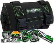 Rhino USA Tool Bag Roll - Heavy Duty Canvas Organizer Pouch for Tools - Ultimate Travel Tool Storage Kit for UTV, Car, Truck, 4x4 Offroad - Upgraded with Labeled & Removable Pouches - Secured for Life