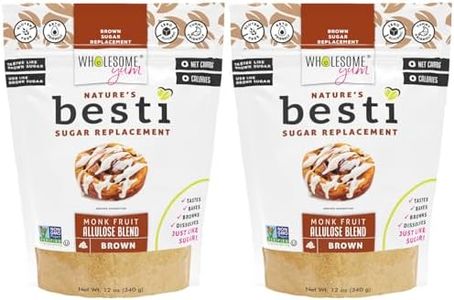 Wholesome Yum Besti Natural Brown Sugar Substitute - Keto Brown Monk Fruit Sweetener Blend With Allulose (No Erythritol) - Non GMO, Zero Carb, Zero Calorie, Sugar Free, No Aftertaste (12 oz, 2 Pack)