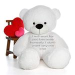 HUG 'n' FEEL SOFT TOYS Big Teddy Bear Wearing I Will Wait for You Because Honestly I Don't Want Anyone Else T-Shirt 6 feet White_T Shirt_I Will Wait for You Plush & Stuffed Toys