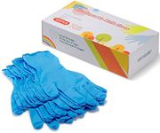 Nitrile Kids Gloves Disposable for 4-10 Years - Latex and Powder Free - for Kids Festival Preparation, Crafting, Painting, Gardening- Blue