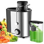 Juicer, Bagotte Centrifugal Juicer for Fruit and Vegetable, 600W High Juice Yield Juicer Extractor, Stainless Steel,Juicer Machines Easy to Clean,Brush & Anti-drip Dual-Speed, BPA-Free