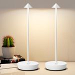 YIKUI 2 Pack Cordless Table Lamp, 6000mAh Rechargeable LED Battery Powered Lamp,3 Color Stepless Dimming Touch Control Lamp,IP54 Indoor/Outdoor (2 White)