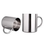 IMEEA Coffee Mug Double Walled Stainless Steel Camping Mugs 13.5oz/400ml Kids Cups with Handle, Set of 2