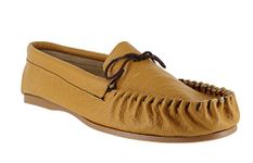 Moccasins Mens British Hand Made Casual Leather Moccs Slippers UK 7 Tan