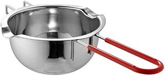 18/8 Stainless Steel Universal Melting Pot, Double Boiler Insert, Double Spouts, Heat-Resistant Handle, Flat Bottom, Melted Butter Chocolate Cheese Caramel Homemade Mask =580ML (Silver)