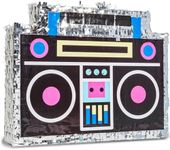 Boombox Pinata - 80s and 90s Theme Party Decorations, Hip Hop, Retro Birthday Supplies (16.5x12.8x3 In)