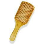 Paddle Hair Brush Air Cushion 9.5" Natural Bamboo Eco-Friendly Comb Detangle Cleaner for Women Men Kids Suitable for Thick Thin Curly Wavy Coiled Long Straight Dry Hair Teasing Strands & Post Styling Tool