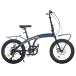 BSTSEL 20 Inch Folding Mountain Bike Road Bicycle for Adult Men and Women Teens, 7 Speed Gear, Portable Foldable Bike with Disc Brakes (With Brackets, Black&Blue)