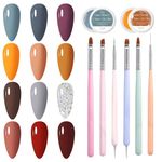 THR3E STROKES 12 Colors Painting Gel, Gel Nail Polish Kit with 6 Painting Drawing Nail Brush Pen, Soak Off UV LED Gel Polish Set, Gel Paint for Nail Art Drawing Gel Nail for Art Design (NEED UV MACHINE)(MACHIN SE SUKHENGI) 5ML (NINJA 69-80 + 6 PCS NAIL BRUSH, 5ML + 6PCS BRUSH)