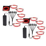 Ourbest 5in1 Electroluminescent Neon Strip Light Wire, EL Wire Lights Battery Pack for Cosplay Halloween Christmas Party Decoration 3Mode Stay/Slow/Fast Flash(10Pack 3Ft with 2 Battery Boxes Red)