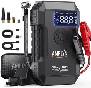AMPLYN Car Battery Jump Starter with Air Compressor 160PSI,5000A 60W Portable Jump Starter Battery Pack (All Gas/10L Diesel),12V Starter Jump Box with Jumper Cables,Type C Fast Charging,3 Mode Light