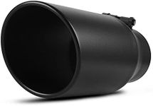 AUTOSAVER88 3.5 Inch Inlet Black Exhaust Tip, 3.5" Inlet 5" Outlet 12" Overall Length Powder Coated Finish Stainless Steel Exhaust Tailpipe Tips Universal for 3.5" OD Tailpipe, Bolt/Clamp On