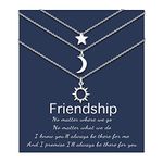 UNGENT THEM Sun and Moon Star Necklaces Best Friend Friendship Pedant Necklace Gift for Women Teen Girls(Silver/Gold), Stainless Steel