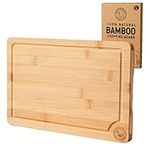 HAVENIX Wooden Chopping Board & Serving Tray – 100% Natural Organic Bamboo Cutting Board | Multi-Purpose Wooden Tray with Juice Grooves for Carving Meat, Vegetables, Fruits & Bread (40 x 30 x 2 cm)