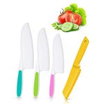 BBKON 4 Pcs Toddler Knife, Kids Knife Set, Plastic Knife for Girls and Boy, Kids Safe Kitchen Knife Set for Cutting Veggies Fruits Salad Cake