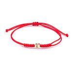 Initial Bracelets for Women Men Initial E Heart Letter Charm Bracelets Handmade Adjustable Rope Bracelets for Teen Girls Boy Mom Birthday Gifts (red, E)