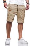 JMIERR Mens Shorts Casual Cotton Drawstring Workout Shorts Summer Cool Relaxed fit Stretch Golf Shorts Men's Twill Chino Beach Hurley Shorts for Men with Elastic Waist and Pockets CA 36(L) 1 Khaki 2