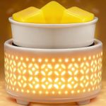 Maromamix Ceramic Wax Melt Warmer with 7-Color Light–Electric Candle Warmer for Scented Melts, PTC Heating Oil Burner for Home, Office, Gift & Decor