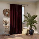 AmeliaHome Blackout Curtain 1 Piece Opaque Polyester Bordeaux Ruffle Tape 140 x 270 cm