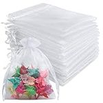 Edealing Organza Gift Bags,100 PCS White Organza Drawstring Favor Bags,4.72x3.54 inch inch Gift Wrapping Bags,Gift Bags,Candy Bags,Jewelry Storage Bags for Wedding Favor Party Festival Gift Bags