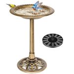 VIVOHOME Polyresin Antique Outdoor Copper Garden Bird Bath and Solar Powered Round Pond Fountain Combo Set