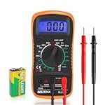 Beizkna Digital Multimeter Voltmeter Battery Voltage Multi Tester AC DC Volt OHM Amp Current Meter Continuity Circuit Resistance Diode Ammeter Electrical Tester with Test Leads Backlight LCD Display