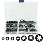 340 Pcs Starlock Washers, Internal Tooth Push On Locking Washers, Quick Speed Clips Fasteners Washers, Black Fixed Lock Washers Assortment Washers Kit - M3/M4/M5/M6/M8/M10/M12