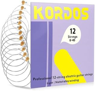 KORDOS 12 String Electric Guitar Strings, Vacuum-Sealed Packing Long Life, Guitar Strings for Electric 12 String Set - Nickel Wound, Durable Ball Ends, Hex Carbon Steel Core, Regular Light, 8-40