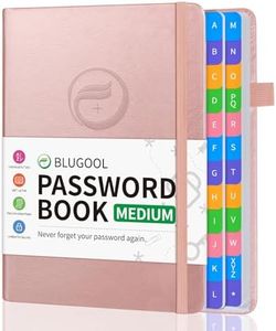 Password Book with Alphabetical Tabs, Password Keeper Book for Seniors, Hardcover Password Notebook for Individual & Colorful Tabs, Password Organizer for Website Logins, 5.3" x 7.7", Rose Gold