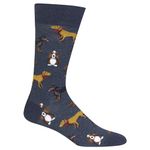 Hot Sox Men's Animal Series Novelty Casual Crew Socks, Multi Dogs (Denim Heather), Shoe Size: 6-12