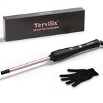 Terviiix Small Barrel Curling Iron Wand, 3/8 Inch Thin Curling Wand Iron for Short & Long Hair, Argan Oil and Keratin Infused Ceramic Curler with Digital Adjustable Temperature & Auto-Off, 9mm, Black