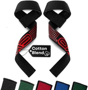 EVO Fitness Weight Lifting Straps Anti Slip Gym Powerlifting Deadlifting Bodybuilding Workout Strength Training Hand Bar Grips Neoprene Gel padded Wrist Support Unisex Men Women (Black/Red)