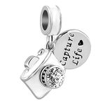 MiiFort White Camera Charm Compatible with Pandora Bracelet Capture Life CZ Love Sister Daughter Friends Aunt Mom Granddaughter