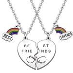 SMARGO 2 PCS Best Friends Necklaces For Women Girls Charm Rainbow Puzzle Hearts Best Friends Forever Bff Friendship Jewellery Birthday Graduation Christmas Gifts