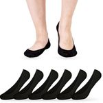 Zeltauto Women No Show Sock Invisible Socks Non Slip Bamboo Liner Low Cut Sock for Ladies Casual (6Pairs Black, M (6-8))