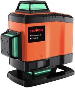 DOVOH 4x360° Laser Level 360 Self Leveling, 16 Line Laser Leveler for Construction Floor Tiling and Ceiling Rechargeable Green Beam 4D Plane Magnetic Bracket Included, K4-360G