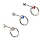 BodyJewelryOnline Adult Tongue Ring 14G Door Knocker Patriot Surgical Steel CZ Jewel - 3 Pack