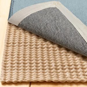 GORILLA GRIP Premium Dual Sided Extra Thick 8x10 Rug Gripper Pad for Hardwood Floors, Breathable Slip Resistant Pad Grips Under Carpet Area Rugs for Hard Surface Floor Protection, Easy Trim Mats Beige