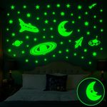 DreamKraft Glow in The Dark Stars with Moon Radium Wall Stickers (Green) Self-Adhesive Redium Wall Sticker for Home Festive Gifting, Housewarming Decoration and Gift Purpose