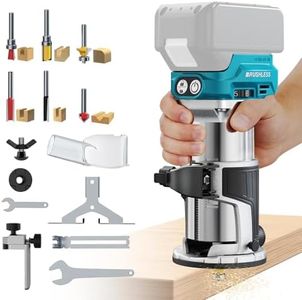 Cordless Router Tool Compatible with Makita 18V Battery(Tool Only), 800W Brushless Wood Router, 6-Speed Control, Depth Adjustment, Edge & Roller Guide, Router Bits Included (NO BATTERY)