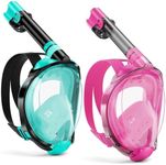 W WSTOO Full Face Snorkel Mask,Suitable for Beginners Dry Top Snorkeling Gear,Can Your Mouth or Nose to Breathe,180 Degrees Panoramic View,Anti-Fog Anti-Leak,Summer Travel and Vacationing Best Gifts